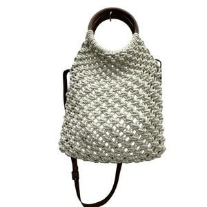 Sigrid Olsen Handcrafted Natural Macrame Crossbody Fully Lined Snap Close Bag